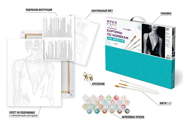 Набор для раскрашивания по номерам (холст на подрамнике) ФРЕЯ 50 х 40 см "Черно-белая тайна" PNB/PL-348