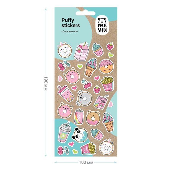 Наклейки объемные MESHU "Cute sweets" 10 x 19 см RE-MS_36933
