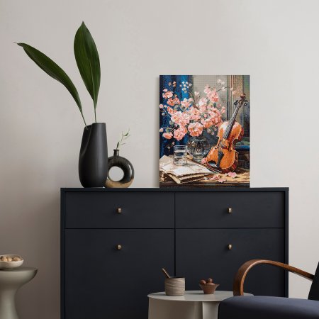 Кристальная (алмазная) мозаика ФРЕЯ на подрамнике "Натюрморт со скрипкой" 40 х 50 см ALPD-285