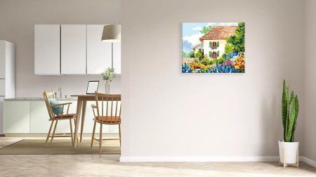 Набор для раскрашивания по номерам (холст на подрамнике) ФРЕЯ 50 х 40 см "Дом в цветущем саду" PNB/PL-075