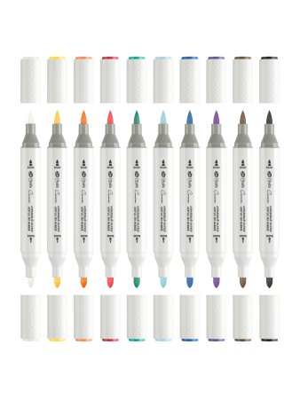 Набор акриловых маркеров СОНЕТ двусторонний, 10 цв основные цвета, перо кисть/пуля, блистер NP-2731032330