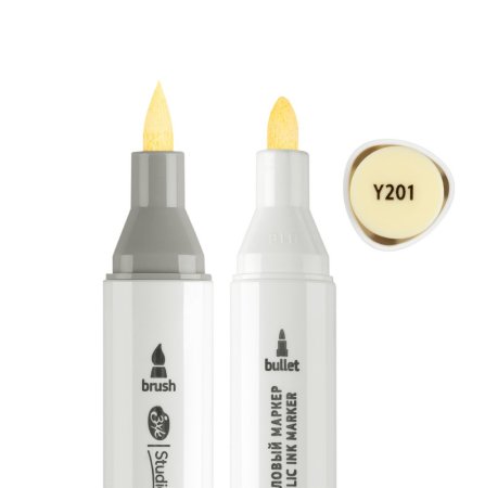 Маркер акриловый двусторонний СОНЕТ перо кисть/пуля 1 шт Y201 лимонный светлый NP-273-Y201