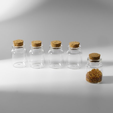 Баночки для хранения бисера 24 мл, d 3 x 4.5 см (в наборе 5 шт) стекло, пробка АУ SIM-4693510