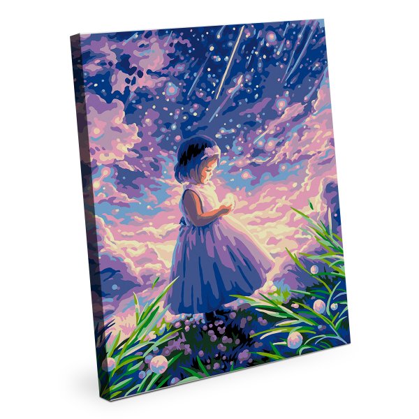 Набор для раскрашивания по номерам (со светодиодами) ФРЕЯ 40 х 30 см "Девочка со звездами" PNB/PMDD-392