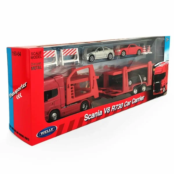 Набор WELLY 1:64, Грузовик Scania V8 R730 с тремя легковыми машинками IT-68023SL-F-10G(C)