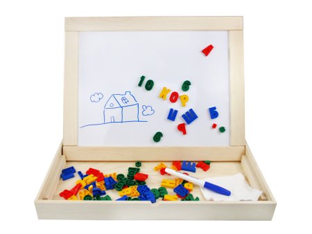 Доска двухсторонняя магнитно-маркерная с поддоном, русский алфавит, цифры, знаки KOR-02272