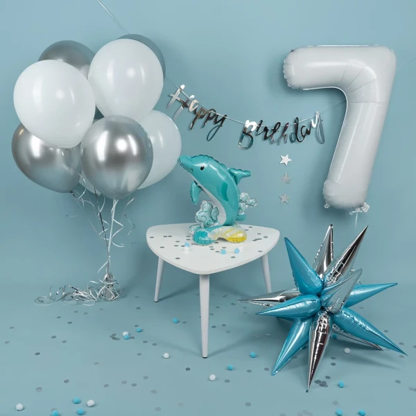 Гирлянда Happy Birthday (курсив), серебро 500 см SF-521177
