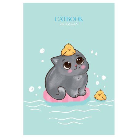 Блокнот А6 40л. MESHU "Cat book" на отрывной склейке, матовая ламинация, выборочный УФ-лак RE-MS_54397