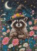 Кристальная (алмазная) мозаика ФРЕЯ на подрамнике "Енот в цветах" 30 х 40 см ALPD-316