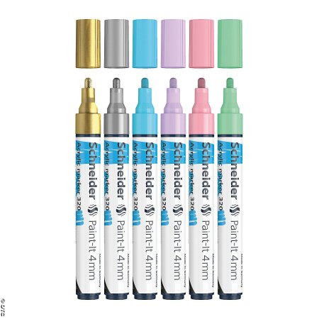 Набор маркеров акриловых Schneider "Paint-it 320" 4 мм 6 шт, ассорти RE-120296