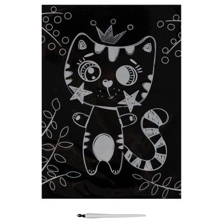 Гравюра с мультицветной основой ТРИ СОВЫ А4 "Котик" RE-GA4_49934