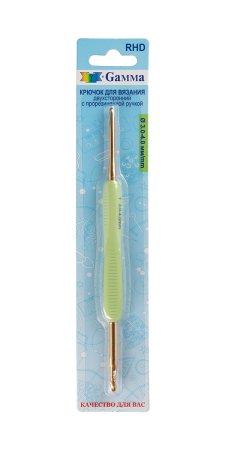 Крючок двухсторонний с прорезиненной ручкой GAMMA алюминий d 3.0 - 4.0 мм 13.5 см в блистере RHD-30-40