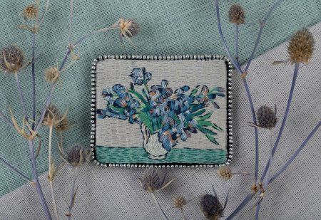 Набор для вышивания PANNA Живая картина. Брошь. Ирисы 6 х 5 см MET-JK-2262