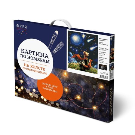 Набор для раскрашивания по номерам (черный холст, со светодиодами) ФРЕЯ 50 х 40 см "Бесконечность вселенной" PNB/PLDD-289