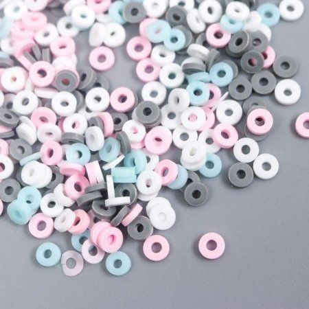 Бусины для творчества PVC "Колечки зефирные" набор ≈ 330 шт 0.1 х 0.4 х 0.4 см SIM-9127294