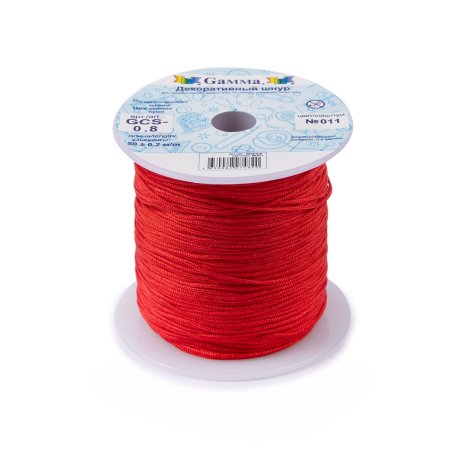 Шнур декоративный GAMMA 0.8 мм 50 ± 0.2 м №011 красный GCS-0.8-011