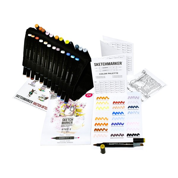 Набор маркеров SKETCHMARKER Brush Step 2 24 шт для начинающих + сумка органайзер MPSMB-24STEP2