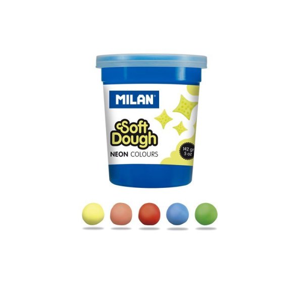 Набор массы для лепки MILAN Soft Dough Neon 5 цв x 142 г (неоновые цвета) ML-913505N