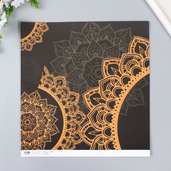 Бумага для скрапбукинга двусторонняя 5 л 30.5 x 32 см 180 г/м2 "Мехенди и геометрия серебро" SIM-7986341