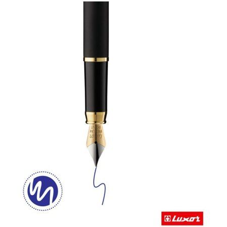 Ручка перьевая Luxor "Marvel" синяя, 0.8 мм, корпус черный/золото RE-8232