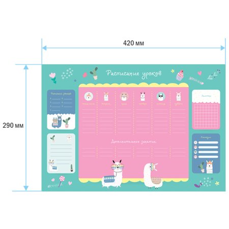Расписание уроков с расписанием звонков A3 ArtSpace "Magic animals" RE-296123