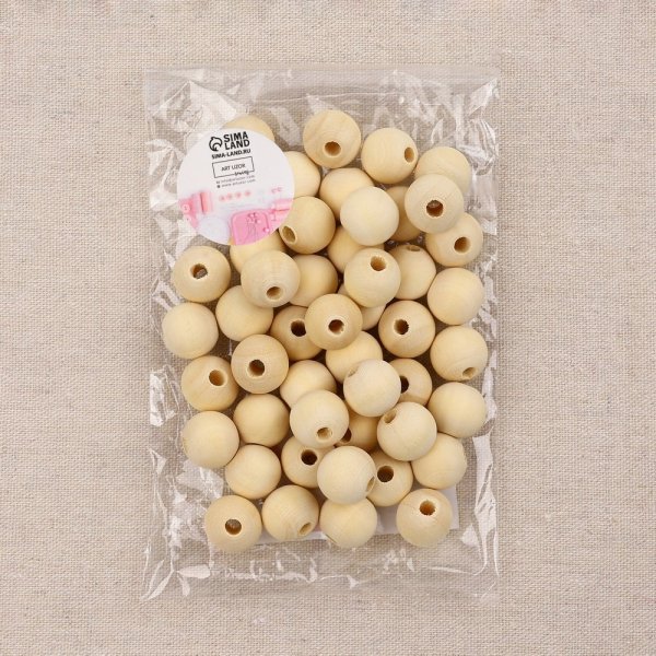 Бусины для макраме круг d 16 мм 50 шт дерево SIM-10655269