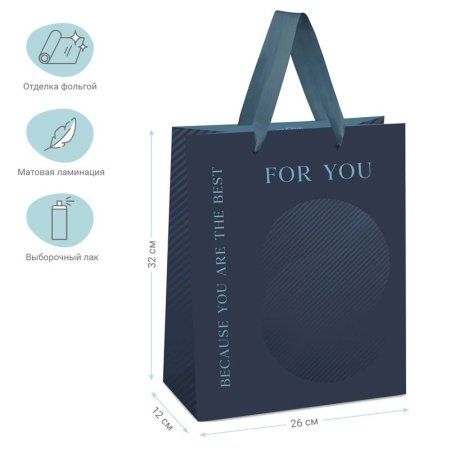 Пакет подарочный 26 x 32 x 12 см MESHU "Strong aesthetic" отд. фольгой, выб. лак, матовая ламинация RE-MS_45826