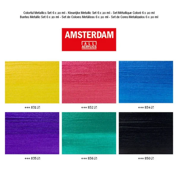 Набор акриловых красок AMSTERDAM Standard 6 цв x 20 мл, металлик RT17820504