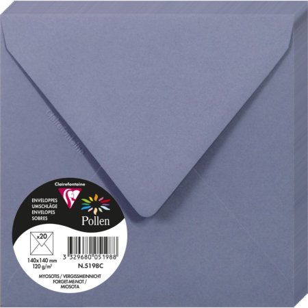 Конверт CLAIREFONTAINE Pollen 140 x 140 мм 120 г/м2 1 шт, незабудка RH-5198C