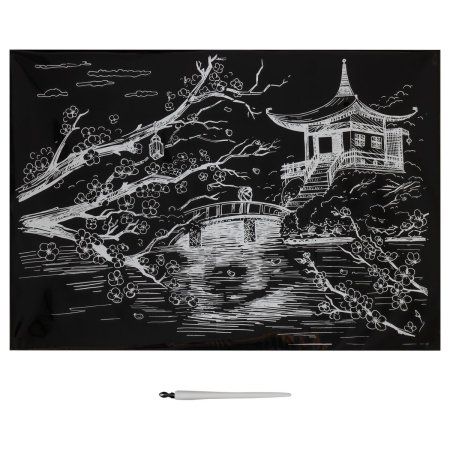 Гравюра с голографическим эффектом ТРИ СОВЫ А3 "Япония" RE-GA3_49924