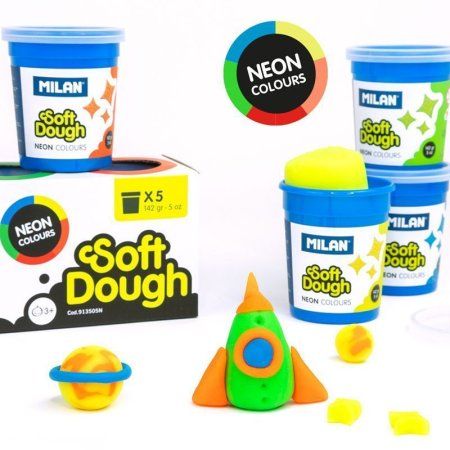 Набор массы для лепки MILAN Soft Dough Neon 5 цв x 142 г (неоновые цвета) ML-913505N Набор массы для лепки MILAN Soft Dough Neon 5 цв x 142 г (неоновые цвета) ML-913505N