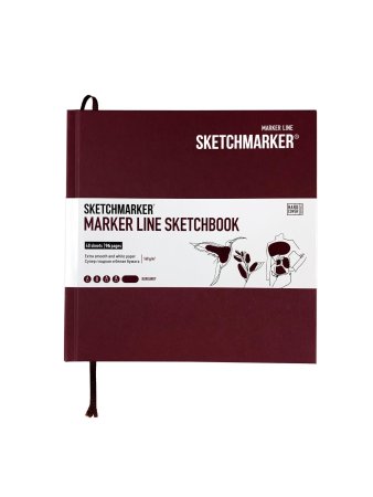 Скетчбук SKETCHMARKER MARKER LINE 160 г/м2 163 х 163 мм 48 л, твердая обложка, цв.бургундия MPMLHSQ/BURG