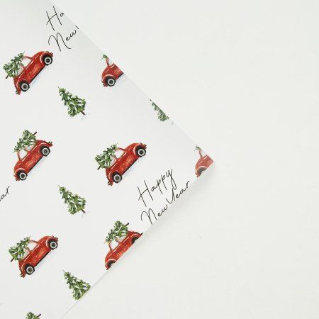 Бумага упаковочная глянцевая 70 x 100 см "Машина с елкой" 7066016