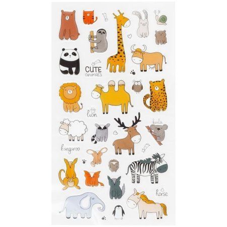 Наклейки гелевые MESHU "Cute animals" 10 x 22 см, 37 накл, инд. уп., европодвес RE-MS_42776