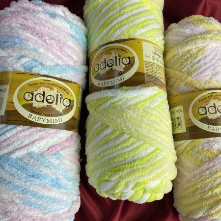 Пряжа ADELIA Baby Mimi 100% полиэстер 1 x 100 г 80 ± 4 м Пряжа ADELIA Baby Mimi 100% полиэстер 1 x 100 г 80 ± 4 м