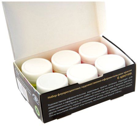 Набор акриловых красок Аква-колор Флуоресцентные 6 цв x 15 мл К4809