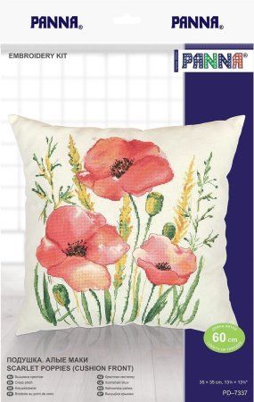 Набор для вышивания PANNA Подушка. Алые маки 35 х 35 см PD-7337
