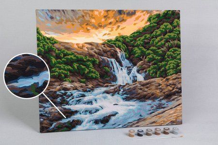 Набор для раскрашивания по номерам (холст на подрамнике) ФРЕЯ 50 х 40 см "Бурный водопад" PNB/PL-150