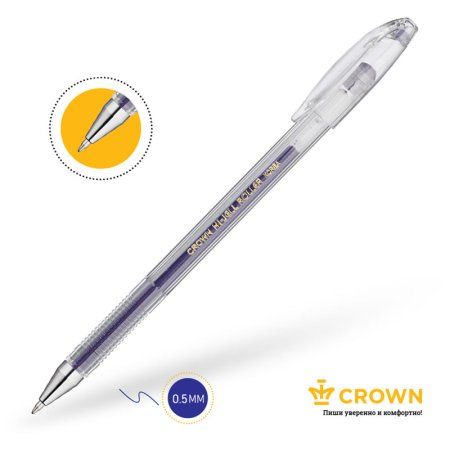 Ручка гелевая Crown "Hi-Jell" синяя, 0.5 мм RE-HJR-500B-3