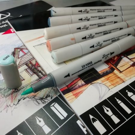 Маркер-кисть на спиртовой основе VISTA-ARTISTA Style 0.7-7 мм 1 шт перо круглое/скошенное BMA-01