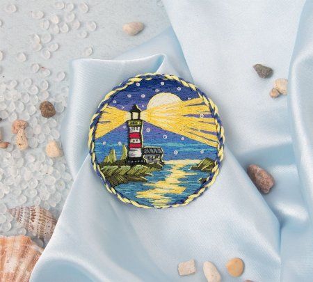 Набор для вышивания PANNA Живая картина. Брошь. Ночной маяк JK-2206