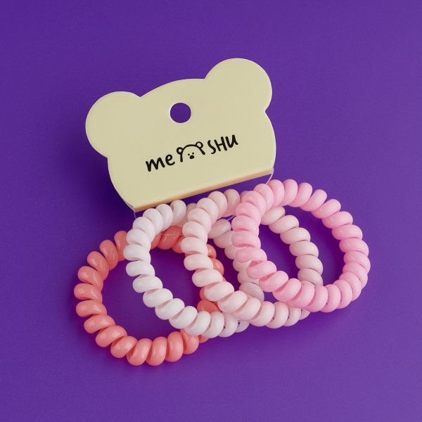 Резинки для волос MESHU пружинки, розовые ассорти, 4 шт, европодвес RE-MS_60570