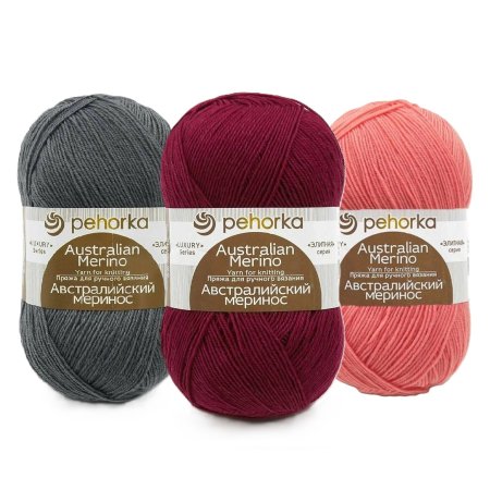 Пряжа Пехорская ПТ "Австралийский меринос" 95% мериносовая шерсть, 5% акрил 1 х 100 г 400 ± 24 м
