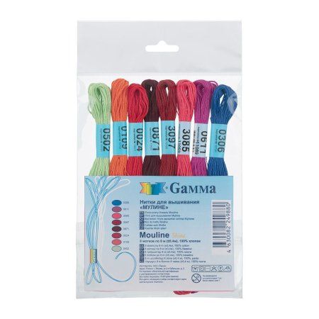 Набор мулине GAMMA "Mouline" 100% хлопок 8 x 8 м Shine MGM-988