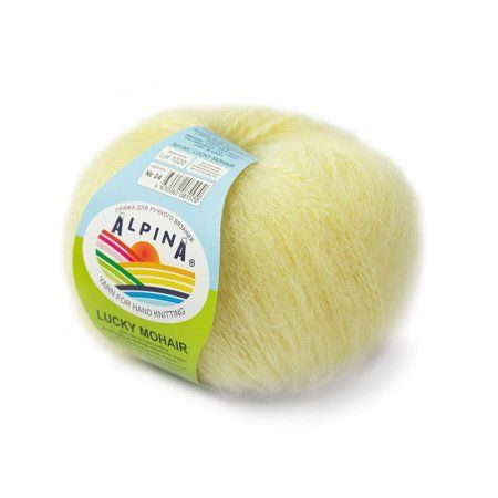 Пряжа ALPINA Lucky Mohair 60% кид мохер, 40% акрил 1 х 50 г 150 ± 5 м №04 желтый ALP-LUC-04