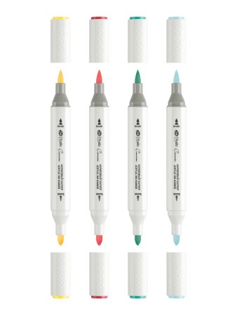 Набор акриловых маркеров СОНЕТ двусторонний, 4 цв яркие цвета, перо кисть/пуля, блистер NP-2731032329