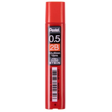 Грифели для карандашей автоматических PENTEL Ain Stein 2B 0.5 мм, 12 шт в тубе C275S-2B
