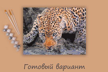 Набор для раскрашивания по номерам (цветной холст) ФРЕЯ 40 х 30 см "Взгляд хищника" PNB/PMC-193