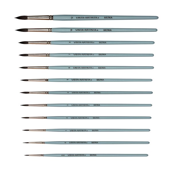 Кисть белка VISTA-ARTISTA круглая 1 шт короткая ручка №0 10231-0