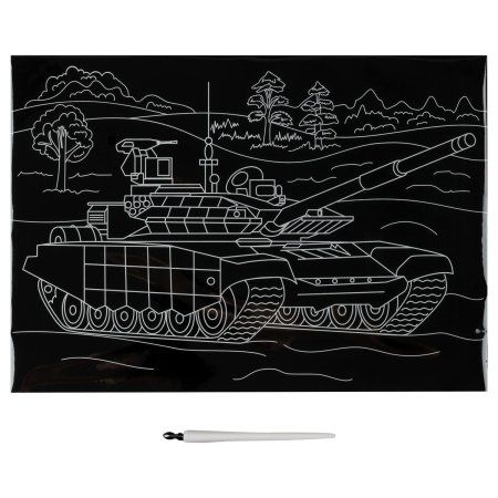 Гравюра с мультицветной основой ТРИ СОВЫ А4 "Танк" RE-GA4_49941